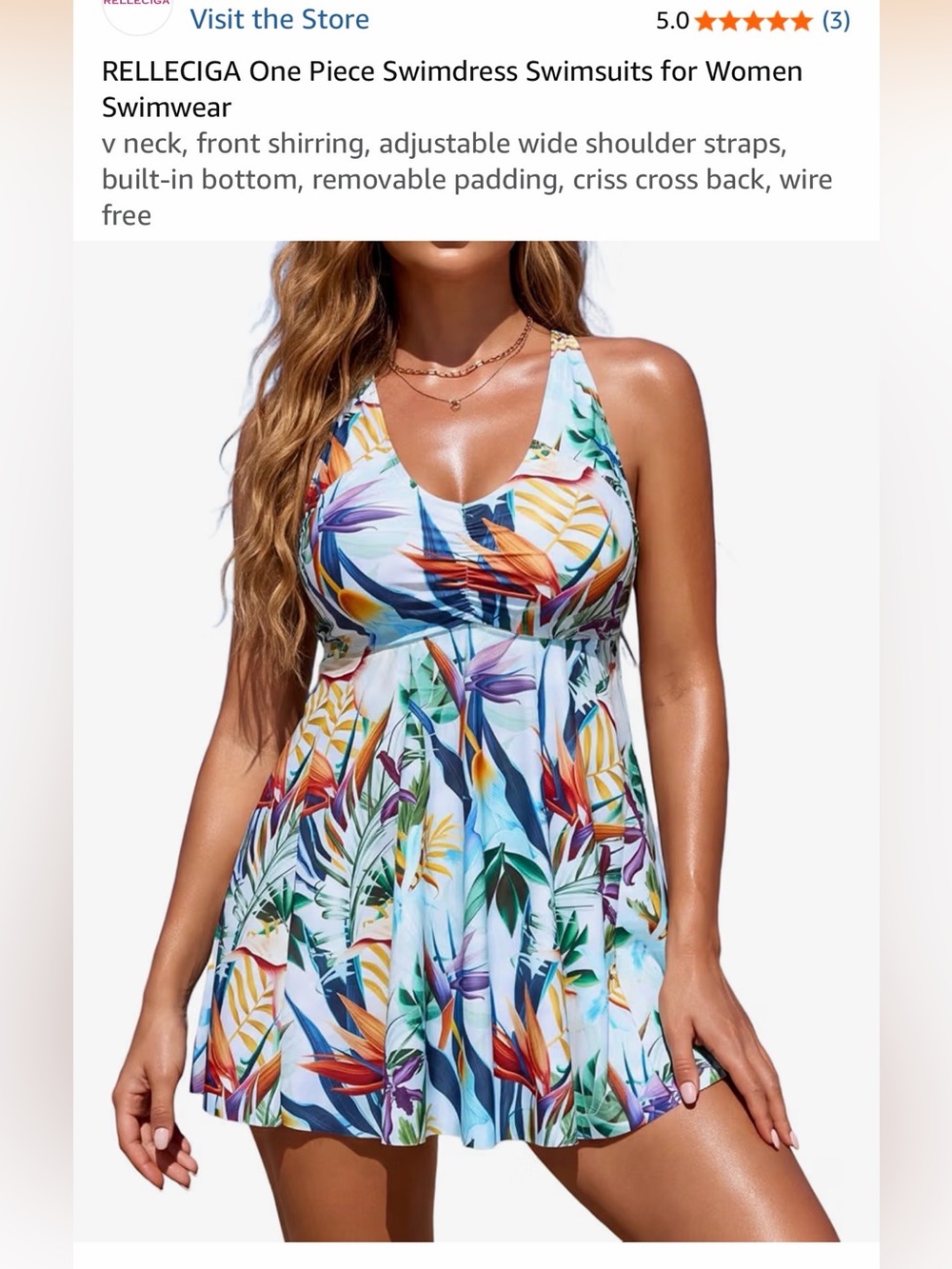 RELLECIGA Tropical Leaf Print Swimdress —XXL, new with tags